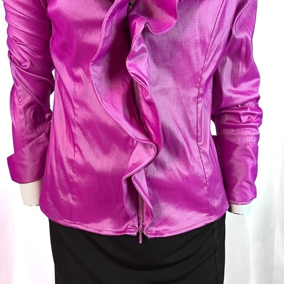 SAMUEL DONG LIGHT PURPLE METALLIC JACKET FROMT ZIPPER PURPLE JACKET WOMEN SMALL - Picture 6 of 11
